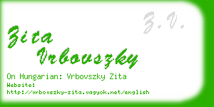 zita vrbovszky business card